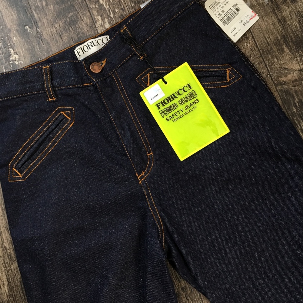 NEW FIORUCCI Dark Rinse EDIE 70's Slim Jeans 28